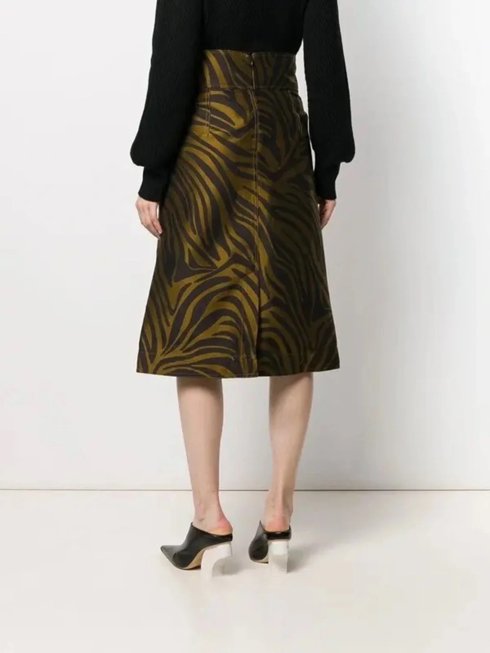 3.1 Phillip Lim Brown and Black Zebra-Print Skirt - Picture 2 of 10